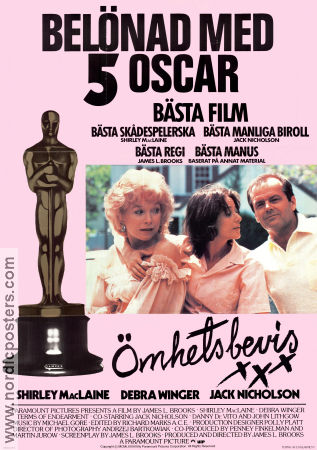 Ömhetsbevis 1983 poster Jack Nicholson Shirley MacLaine Debra Winger James L Brooks Bilar och racing