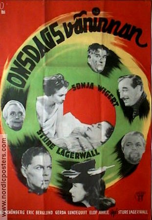 Onsdagsväninnan 1946 movie poster Sonja Wigert Sture Lagerwall Erik Bullen Berglund Sture Lagerwall