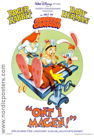 Ont i magen 1989 poster Charles Fleischer Roger Rabbit Frank Marshall Animerat Medicin och sjukhus