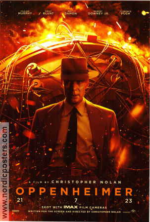 Oppenheimer 2023 movie poster Cillian Murphy Emily Blunt Matt Damon Robert Downey Jr Florene Pugh Christopher Nolan