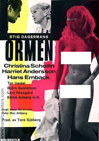 Ormen 1966 movie poster Christina Schollin Harriet Andersson Hans Ernback Hans Abramson Writer: Stig Dagerman