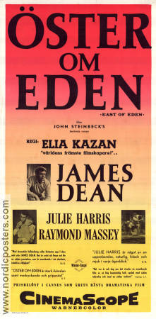 East of Eden 1955 movie poster James Dean Julie Harris Raymond Massey Elia Kazan Writer: John Steinbeck