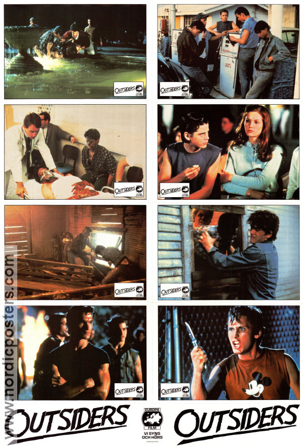 The Outsiders 1983 lobby card set C Thomas Howell Matt Dillon Ralph Macchio Tom Cruise Patrick Swayze Rob Lowe Tom Waits Francis Ford Coppola Gangs