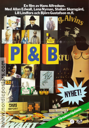 P och B 1983 movie poster Stellan Skarsgård Allan Edwall Lena Nyman Lill Lindfors Hans Alfredson Production: AB Svenska Ord