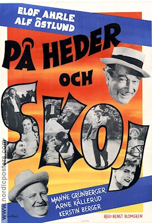 På heder och skoj 1956 movie poster Elof Ahrle Manne Grünberger Allan Bohlin Alf Östlund Bengt Blomgren
