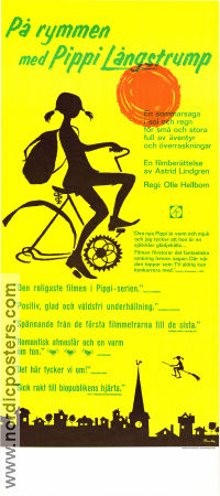På rymmen med Pippi Långstrump 1970 poster Inger Nilsson Pippi Longstocking Olle Hellbom Text: Astrid Lindgren Cyklar