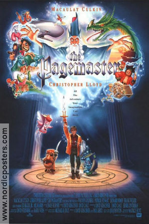 The Pagemaster 1994 movie poster Macaulay Culkin Christopher Lloyd Kanin Howell Joe Johnston Animation