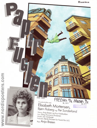 Papirfuglen 1984 poster Elisabeth Mortensen Björn Floberg Per Sunderland Anja Breien Norge