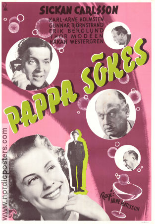 Pappa sökes 1947 movie poster Sickan Carlsson Karl-Arne Holmsten Thor Modéen Arne Mattsson Telephones