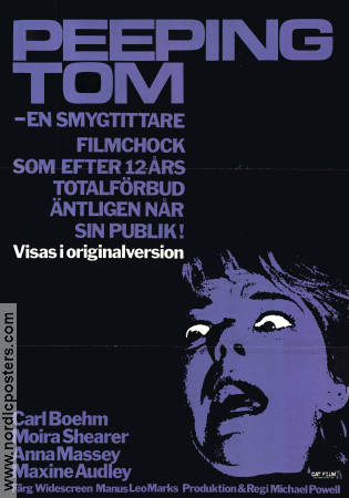 Peeping Tom 1973 movie poster Carl Boehm Moira Shearer Anna Massey Michael Powell