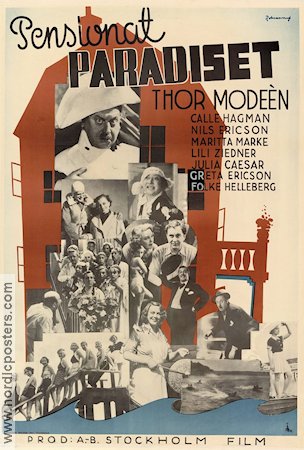 Pensionat Paradiset 1937 movie poster Thor Modéen Julia Caesar Weyler Hildebrand Lili Ziedner Skärgård