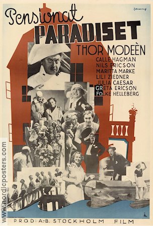 Pensionat Paradiset 1937 movie poster Thor Modéen Julia Caesar Weyler Hildebrand Lili Ziedner Skärgård