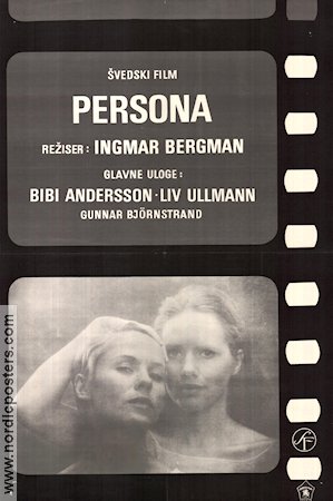 Persona 1966 movie poster Liv Ullmann Bibi Andersson Ingmar Bergman Poster from: Yugoslavia