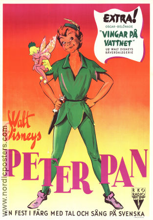 Peter Pan 1953 movie poster Bobby Driscoll Clyde Geronimi Writer: JM Barrie Animation Kids