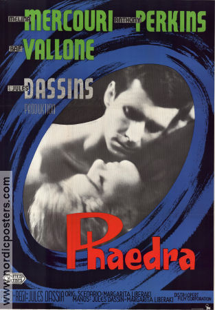 Phaedra 1962 movie poster Melina Mercouri Anthony Perkins Raf Vallone Jules Dassin Find more: Greece