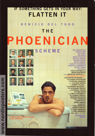 The Phoenician Scheme 2025 movie poster Benicio Del Toro Truman Hanks Steve Park Wes Anderson
