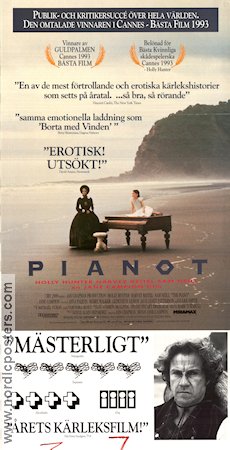 The Piano 1992 movie poster Holly Hunter Harvey Keitel Sam Neill Jane Campion Beach Romance Instruments