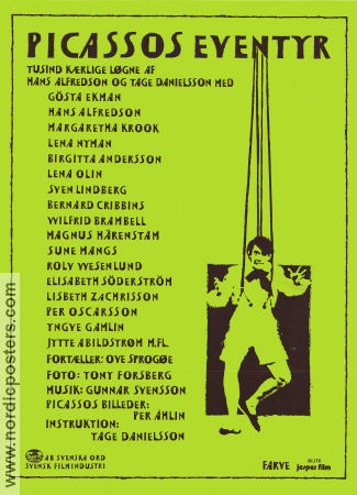 The Adventures of Picasso 1978 movie poster Gösta Ekman Hans Alfredson Lena Olin Lena Nyman Tage Danielsson Poster artwork: Per Åhlin Production: AB Svenska Ord Find more: Skåne
