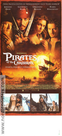 Pirates of the Caribbean 2003 movie poster Johnny Depp Geoffrey Rush Orlando Bloom Keira Knightley