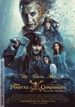 Pirates of the Caribbean: Salazar´s Revenge 2017 movie poster Johnny Depp Geoffrey Rush Javier Bardem Joachim Rönning