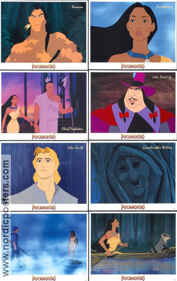 Pocahontas 1995 lobby card set Mel Gibson Mike Gabriel Animation