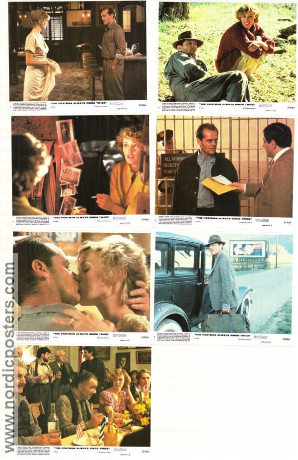 The Postman Always Rings Twice 1981 lobby card set Jack Nicholson Jessica Lange John Colicos Bob Rafelson