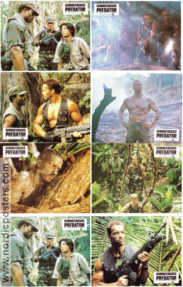 Predator 1987 lobby card set Arnold Schwarzenegger Carl Weathers Kevin Peter Hall John McTiernan