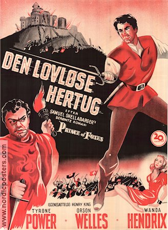Prince of Foxes 1949 movie poster Tyrone Power Orson Welles