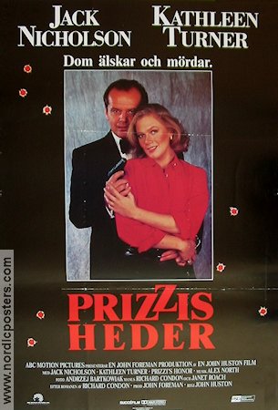Prizzis heder 1985 poster Jack Nicholson Kathleen Turner Robert Loggia John Huston