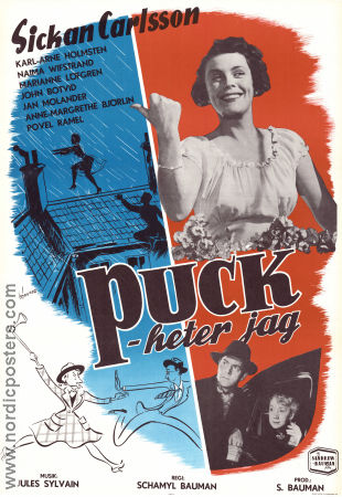 Puck heter jag 1951 poster Sickan Carlsson Karl-Arne Holmsten Povel Ramel John Botvid Schamyl Bauman