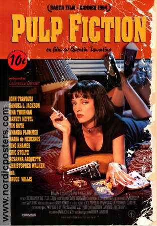 Pulp Fiction 1994 poster John Travolta Bruce Willis Uma Thurman Samuel L Jackson Tim Roth Quentin Tarantino Kultfilmer