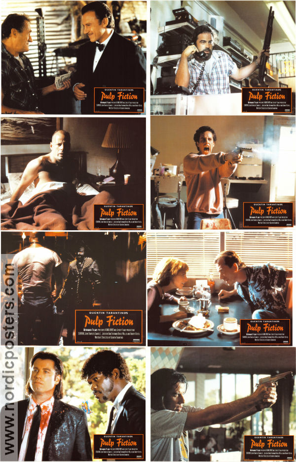 Pulp Fiction 1994 lobby card set John Travolta Bruce Willis Uma Thurman Samuel L Jackson Tim Roth Quentin Tarantino