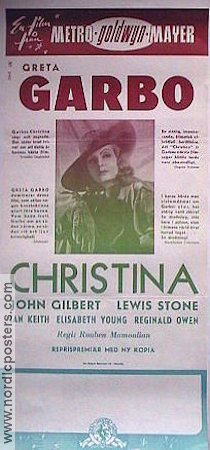 Queen Christina 1933 movie poster Greta Garbo John Gilbert Rouben Mamoulian