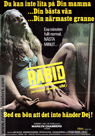 Rabid 1977 movie poster Marilyn Chambers Frank Moore Joe Silver David Cronenberg Country: Canada