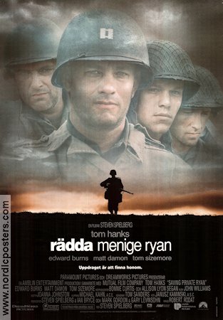 Saving Private Ryan 1998 movie poster Tom Hanks Tom Sizemore Edward Burns Vin Diesel Ted Danson Matt Damon Steven Spielberg War