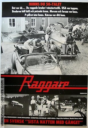 Raggare! 1959 movie poster Hans Wahlgren Christina Schollin Sven Almgren Bill Magnusson Anita Wall Håkan Serner Olle Hellbom Cars and racing Cult movies Smoking