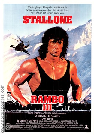 Rambo III 1988 movie poster Sylvester Stallone Richard Crenna Marc de Jonge Peter MacDonald Mountains