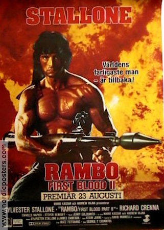 Rambo First Blood 2 1985 movie poster Sylvester Stallone Richard Crenna Charles Napier George P Cosmatos Guns weapons