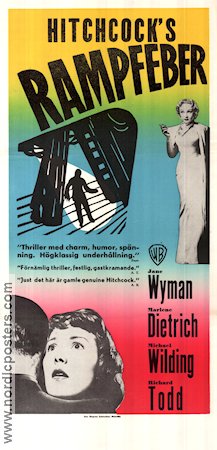 Stage Fright 1950 movie poster Jane Wyman Marlene Dietrich Richard Todd Alfred Hitchcock