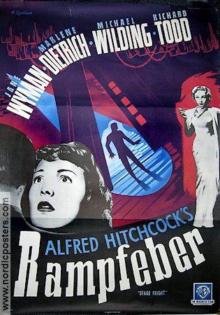 Stage Fright 1950 movie poster Jane Wyman Marlene Dietrich Richard Todd Alfred Hitchcock