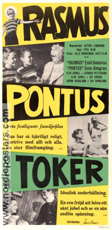 Rasmus Pontus och Toker 1956 movie poster Stig Järrel Elof Ahrle Hjördis Petterson Stig Olin Writer: Astrid Lindgren Poster artwork: Olle Olsson Hagalund Music: Bengt Hallberg