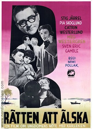 Rätten att älska 1956 movie poster Stig Järrel Pia Skoglund Catrin Westerlund Meg Westergren Sven-Eric Gamble