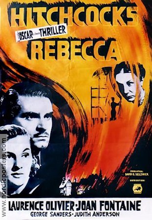 Rebecca 1940 movie poster Laurence Olivier Joan Fontaine Alfred Hitchcock