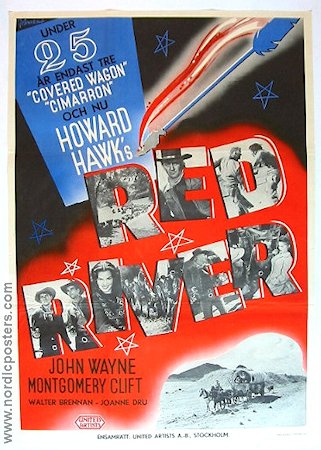 Red River 1948 movie poster John Wayne Montgomery Clift Joanne Dru Howard Hawks
