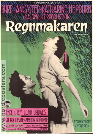 Regnmakaren 1956 poster Burt Lancaster Katharine Hepburn Joseph Anthony Filmbolag: Paramount