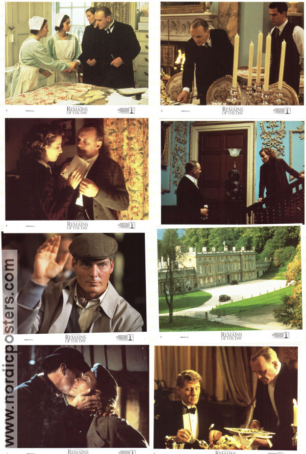 The Remains of the Day 1993 lobby card set Anthony Hopkins Emma Thompson John Haycraft James Ivory Writer: Kazuo Ishiguro Romance