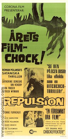 Repulsion 1965 movie poster Catherine Deneuve Ian Hendry John Fraser Roman Polanski