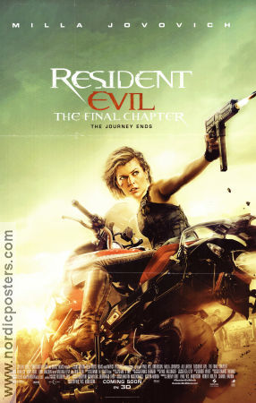 Resident Evil: The Final Chapter 2016 movie poster Milla Jovovich Iain Glen Ali Larter Paul WS Anderson