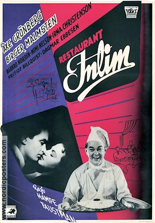 Restaurant Intim 1950 movie poster Åke Grönberg Birger Malmsten Barbro Nordin Hampe Faustman Food and drink