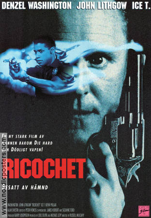 Ricochet 1991 movie poster Denzel Washington John Lithgow Ice-T Russell Mulcahy Guns weapons